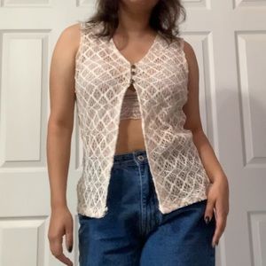 WHITE & TAN LACE TOP